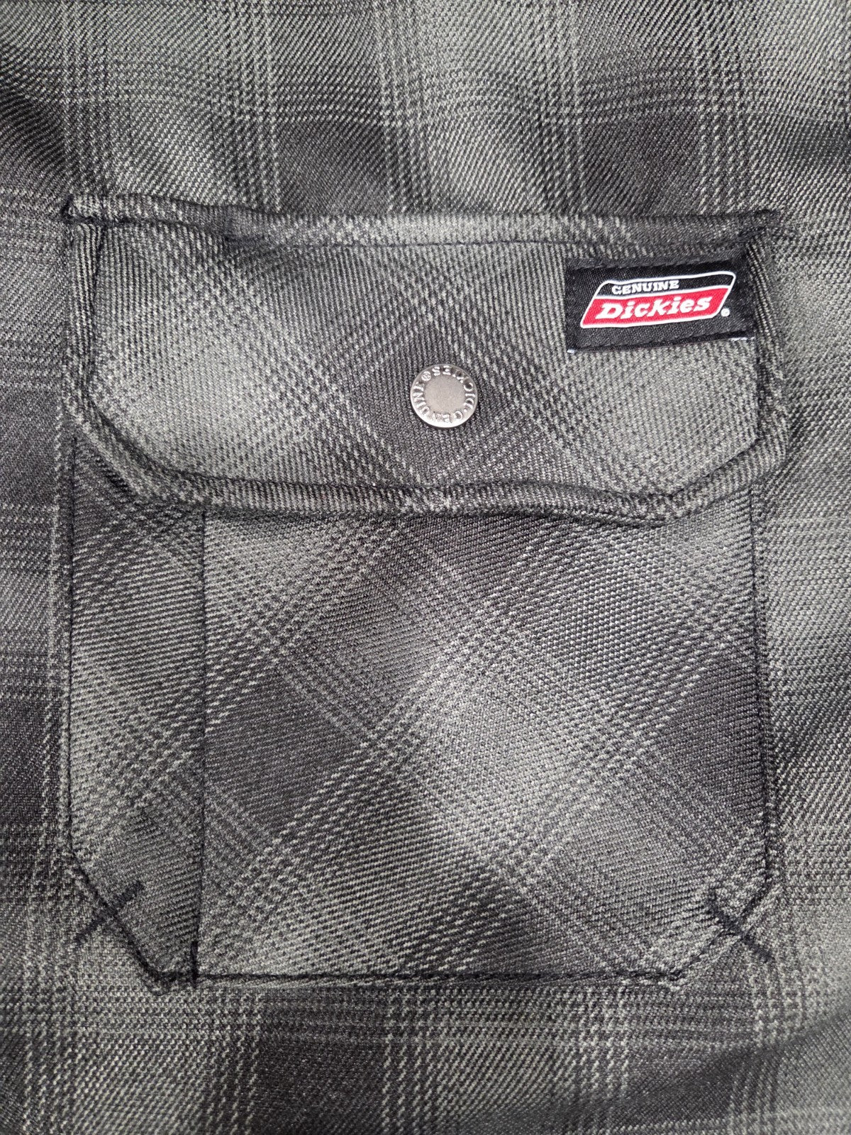 NWOT Dickies Men's Water Repellent Hooded Flannel Shirt Jacket Size 3XL Gry/Blk1