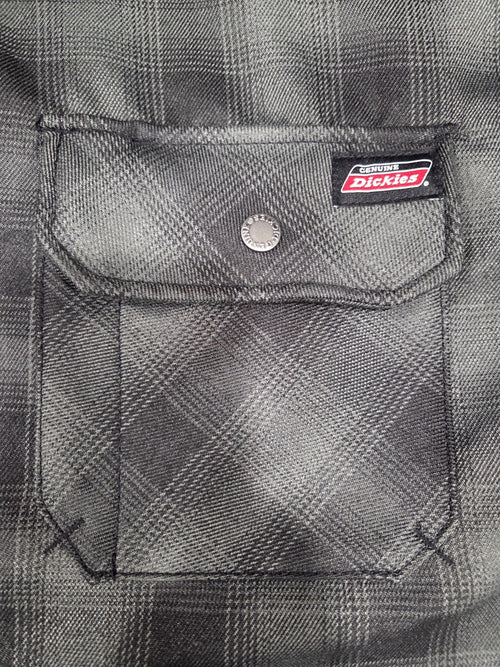 NWOT Dickies Men's Water Repellent Hooded Flannel Shirt Jacket Size 3XL Gry/Blk1