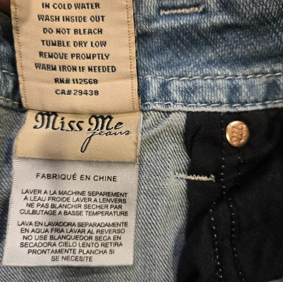 Miss Me Light Blue Denim Shorts with Embellishments Size 31 Mid Rise6
