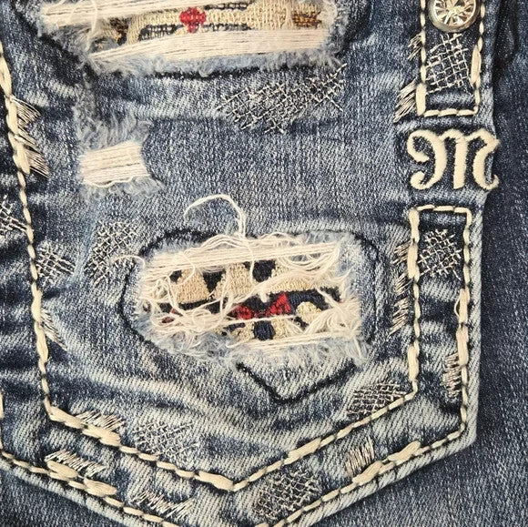 Miss Me Designer Denim Capris with Decorative Stiching Size 261