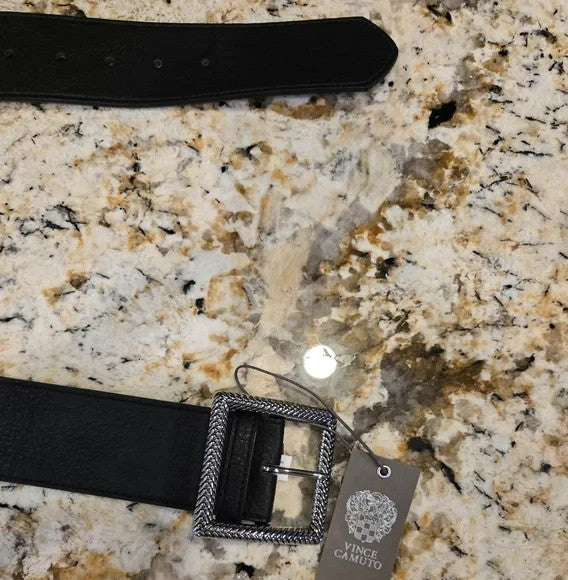 Vince Camuto Black Belt with Silver Tone Buckle Size M/L1