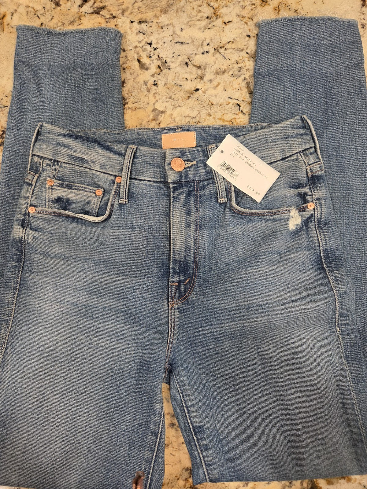NWT Mother The Looker Ankle Fray Jeans Not Cut & Pasted Women's Size 240