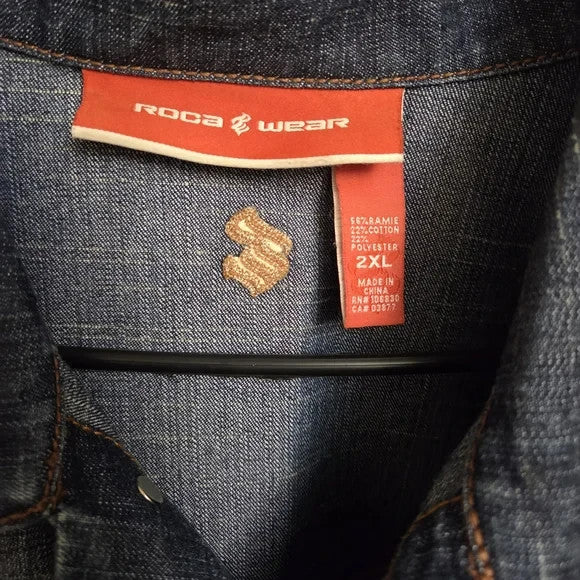 Vintage Rocawear Embroidered Y2K Denim Jacket Men's Size 2XL1