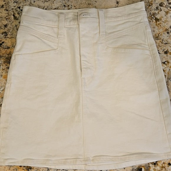 NWT Madewell Heritage Stretch Denim Straight Mini Skirt in Tile White Size 240