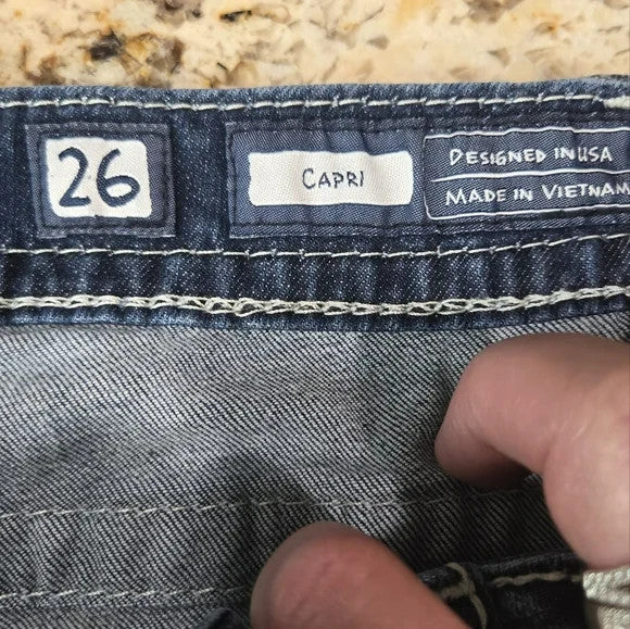 Miss Me Designer Denim Capris with Decorative Stiching Size 264