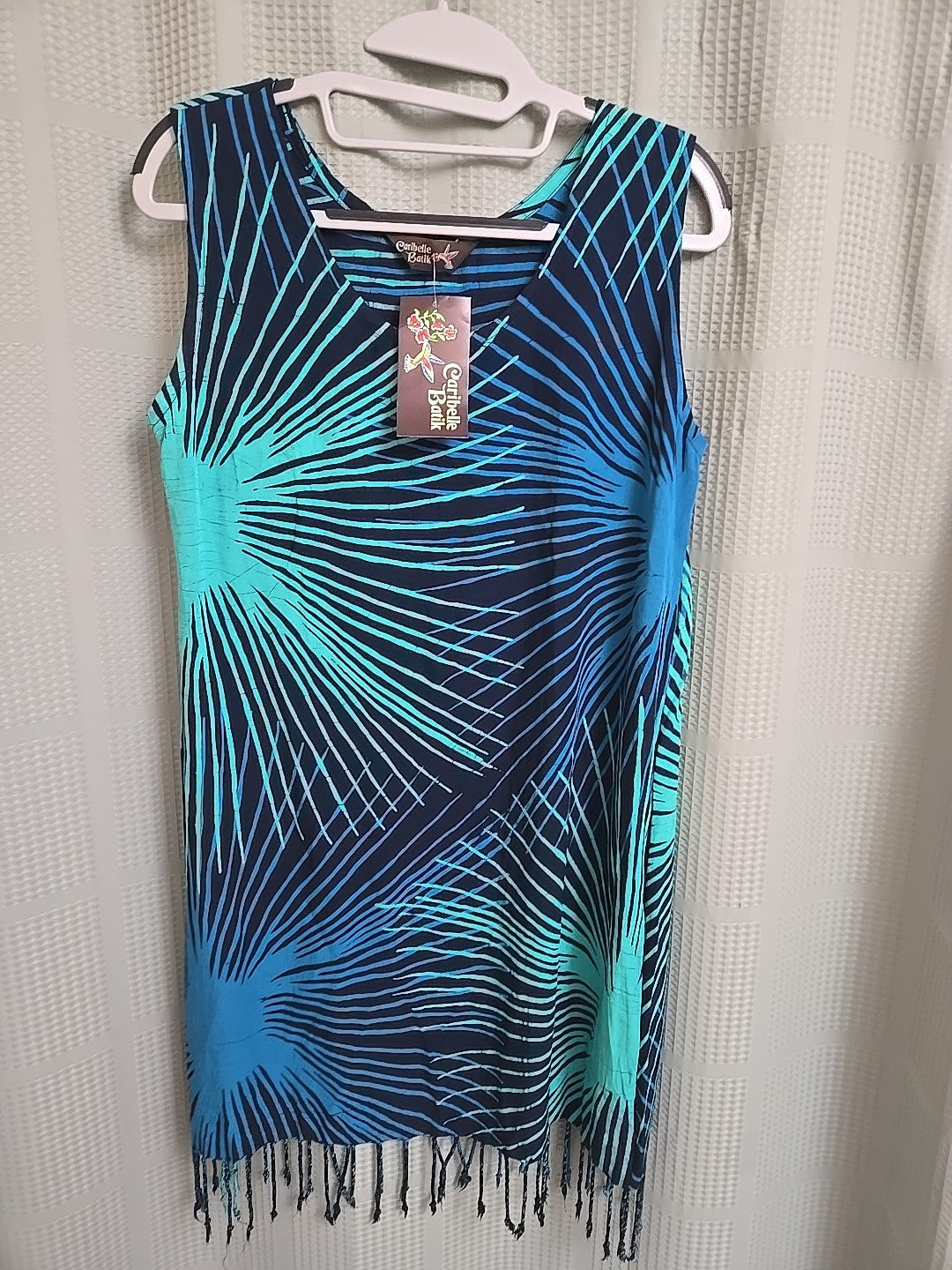 NWT Caribelle Batik Frill Tank Dress Size M0