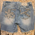 Miss Me Light Blue Denim Shorts with Embellishments Size 31 Mid Rise0