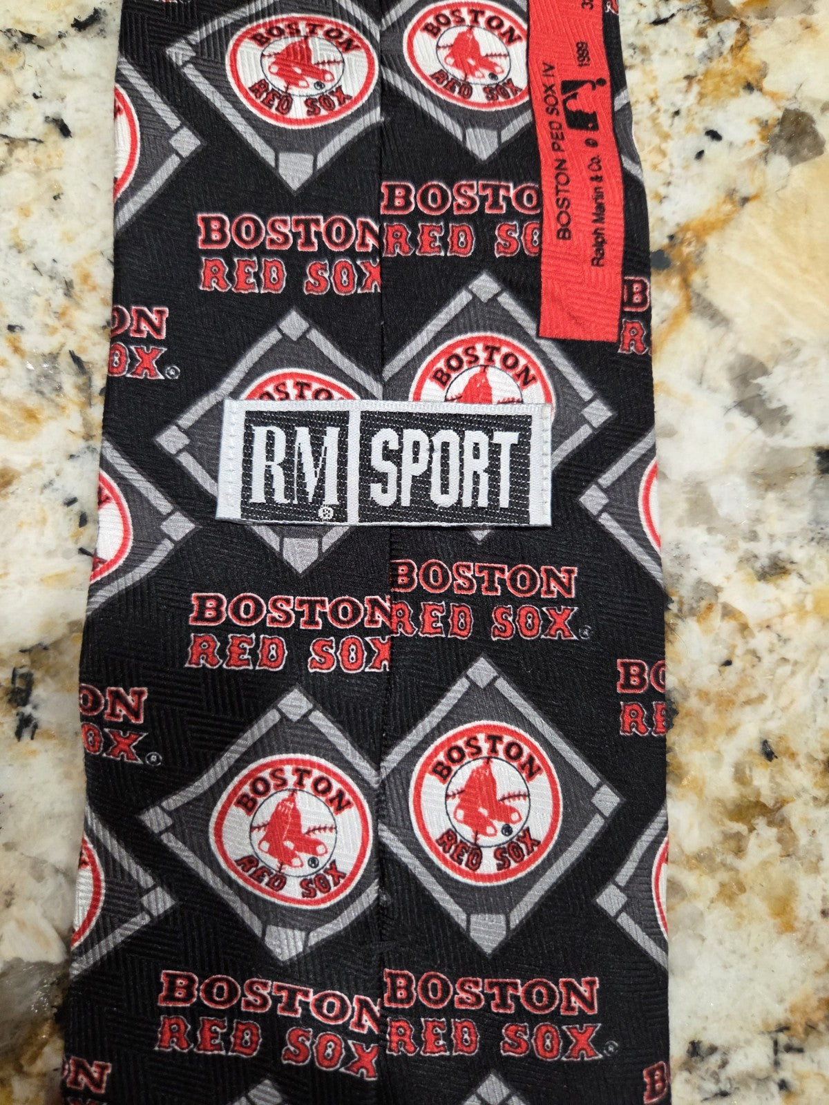 Vintage 1989 Boston Red Sox Ralph Marlin Tie 100% Silk 57 In X 3.37 In4