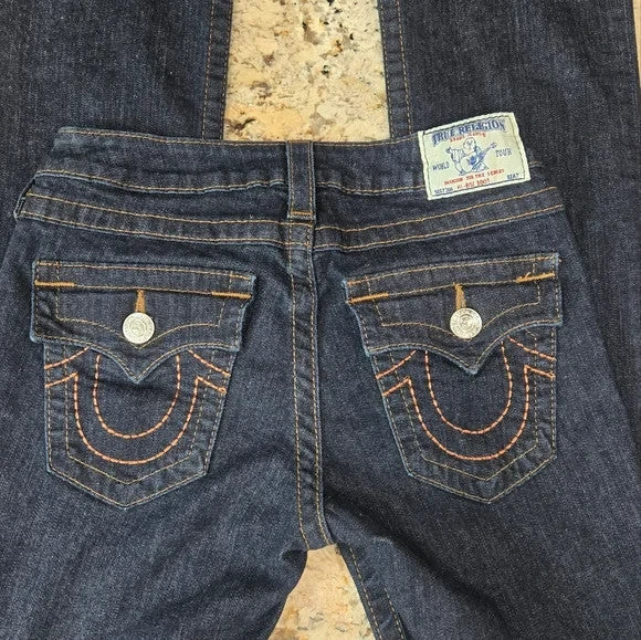 True Religion Boot Cut Jeans with Signature Stitching Women's Size 26 made USA0
