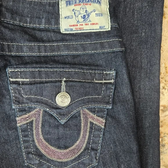 True Religion Skinny Jeans with Signature Stitching Women's Size 27 USA0