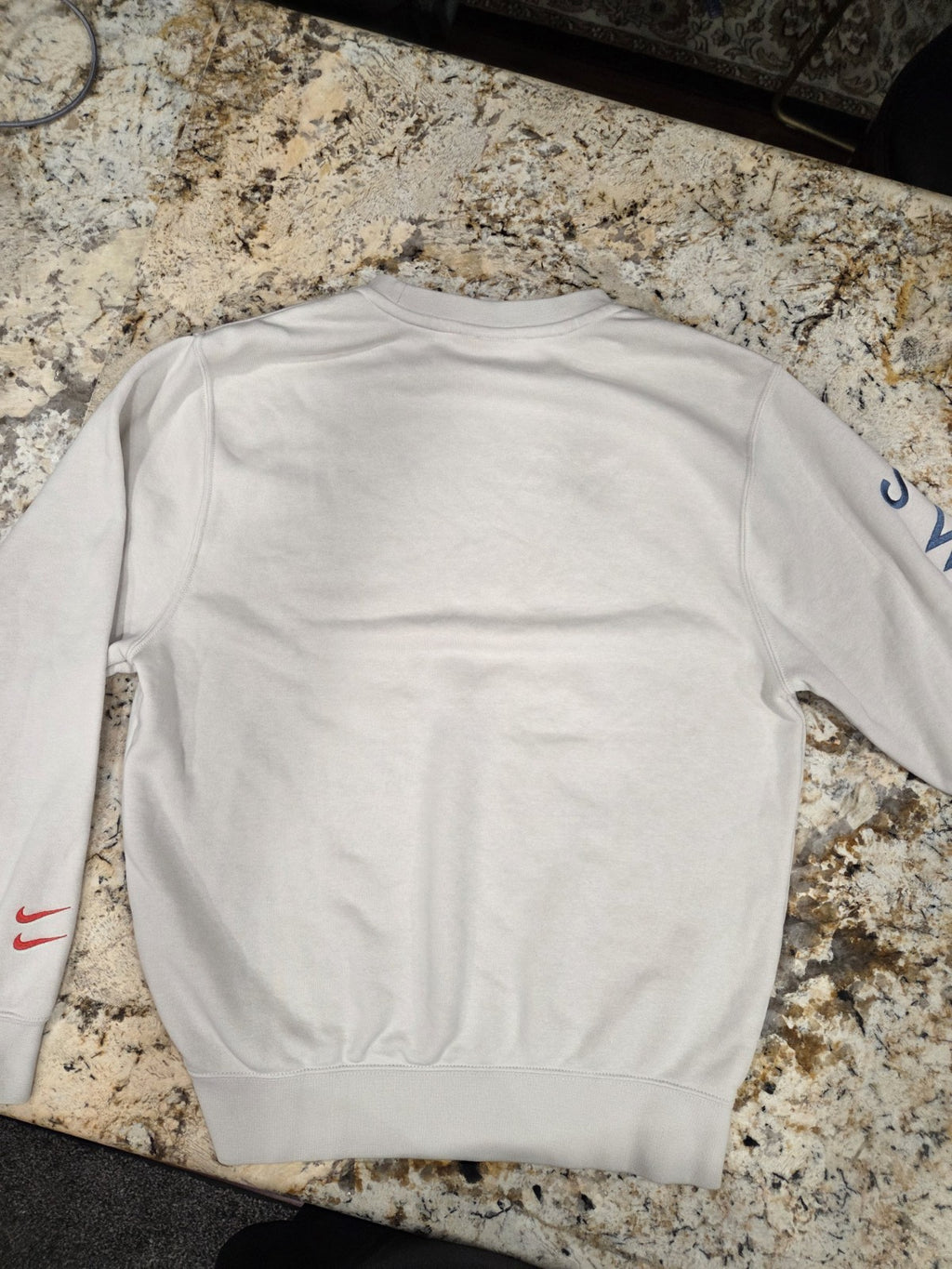 Nike Sweatshirt Men Tan Crewneck Sweater Double Swoosh History Spell Out Size Sm5