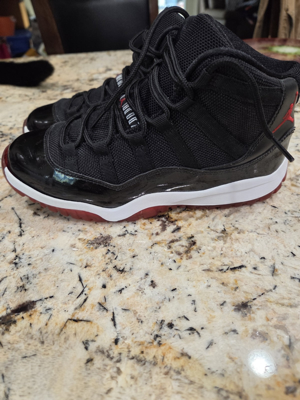 Kids NIKE JORDAN 11 RETRO BRED (PS) BLACK-RED SZ 3Y [378039-010] 1