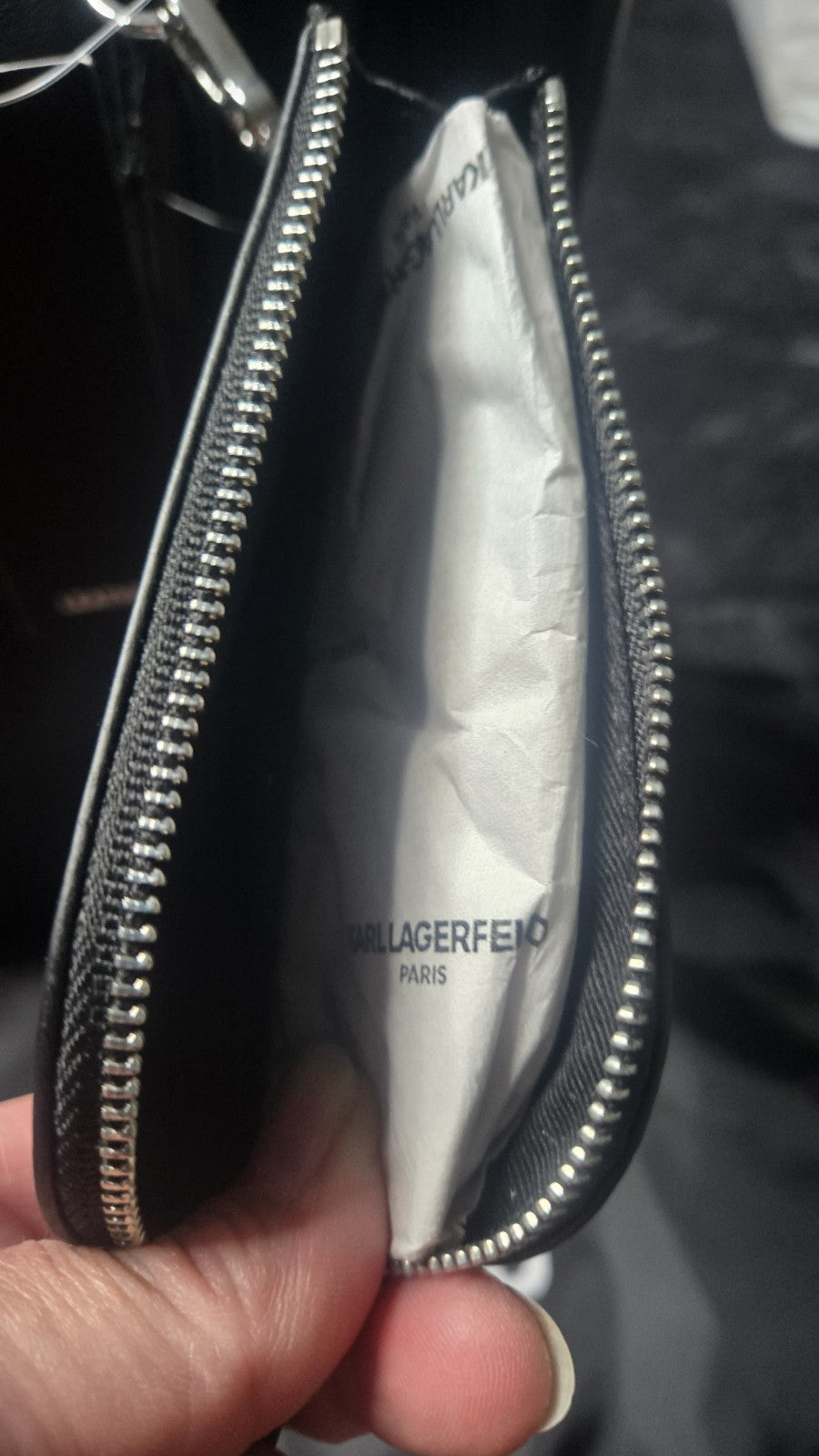 NWT Karl Lagerfield Black Leather Tote "Louise"2