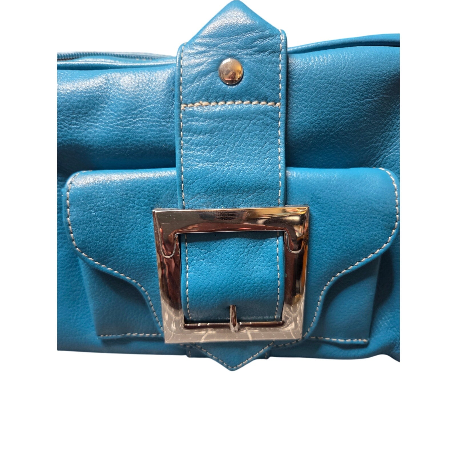 Blue Genuine Leather Cargo Bag