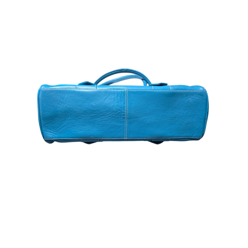 Blue Genuine Leather Cargo Bag
