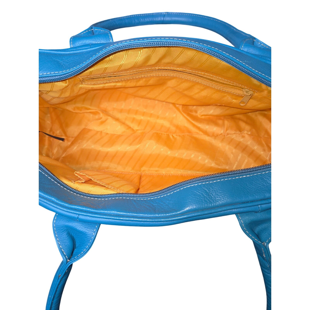 Blue Genuine Leather Cargo Bag